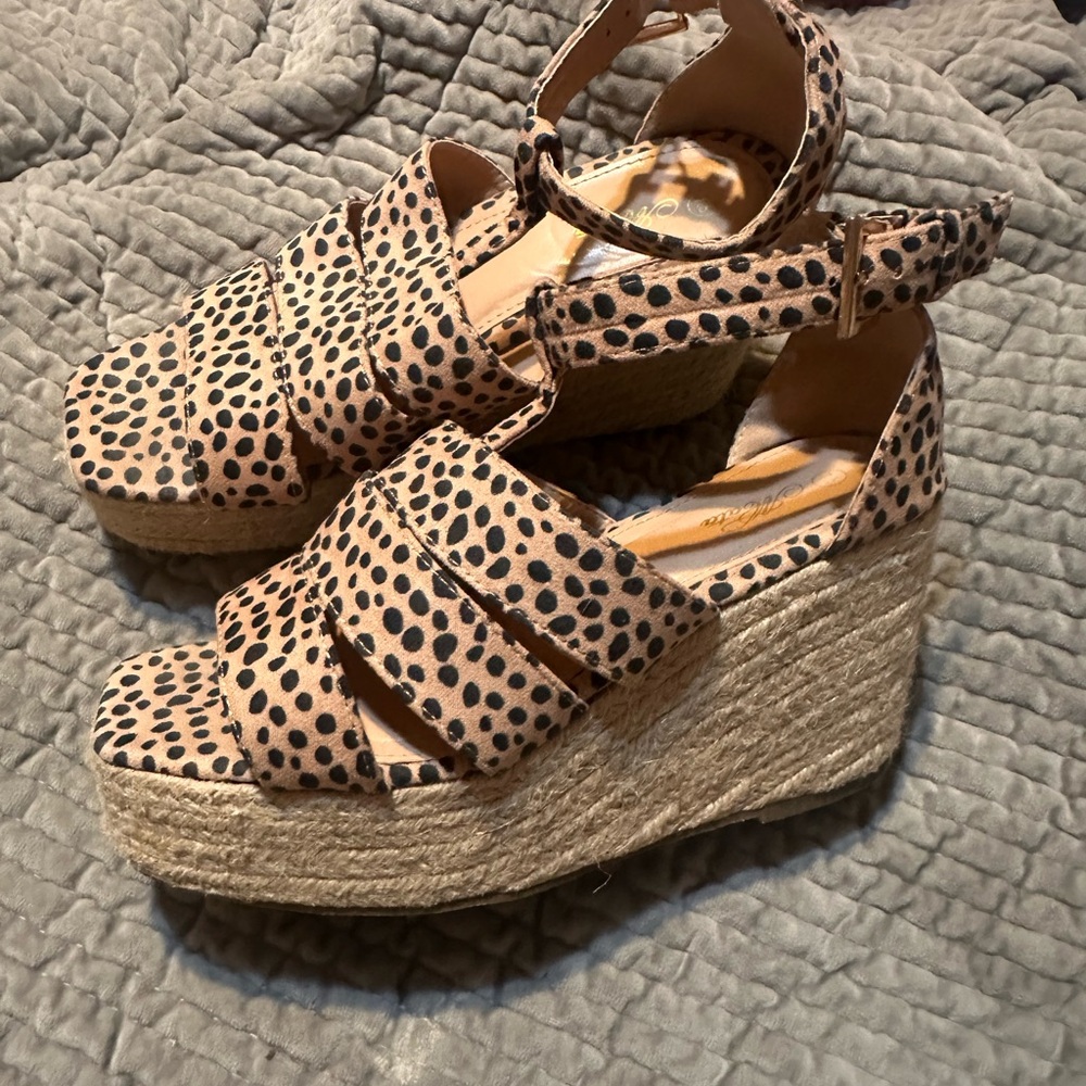 Leopard Print Wedge Sandals